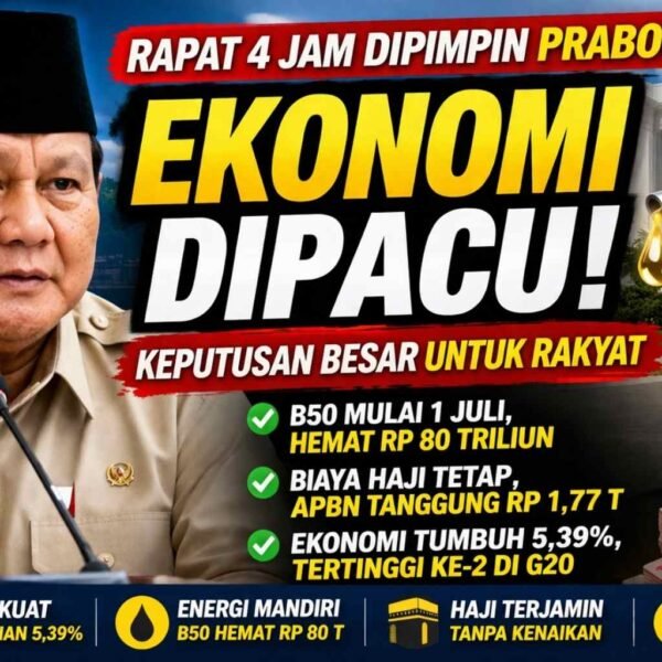 Ekonomi Dipacu Usai Rapat Maraton Prabowo, B50 Hemat Rp80 Triliun tapi APBN Tanggung Biaya Haji