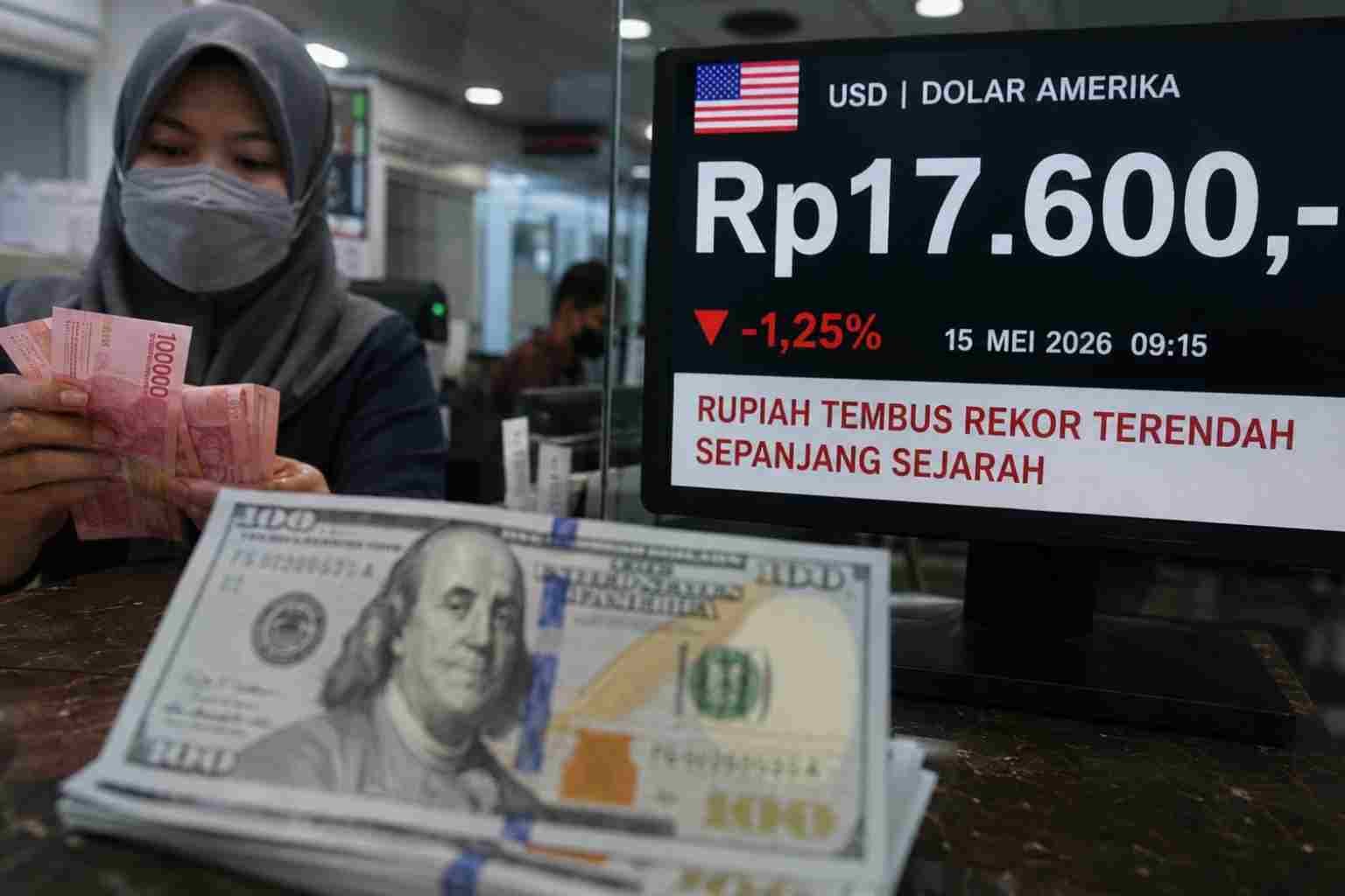 rupiah anjlok terhadap dolar