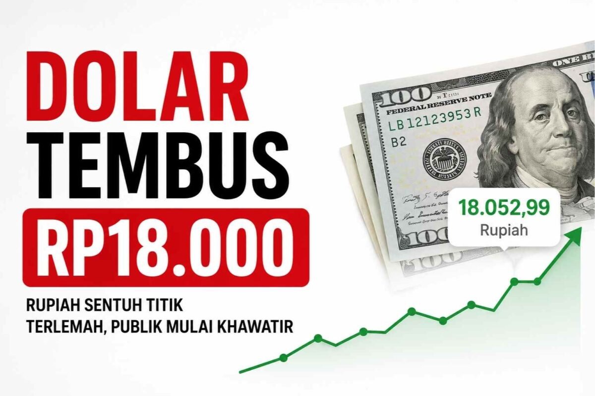 Dolar Tembus Rp18.000, Rupiah Sentuh Titik Terlemah, Publik Mulai Khawatir
