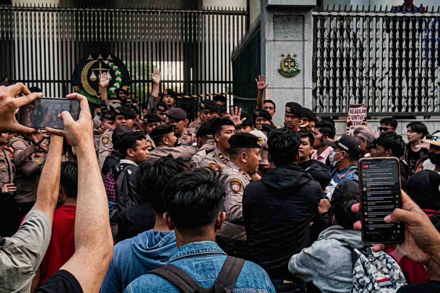 demo di depan gedungg kejaksaan