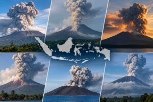 Enam gunung api di Indonesia mengalami erupsi berdekatan pada akhir Agustus dan awal September 2026