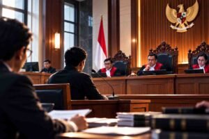 Saksi memberikan keterangan di hadapan majelis hakim.