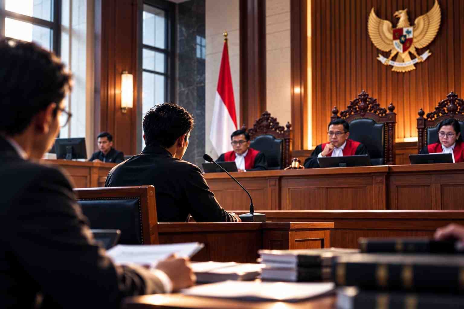 Saksi memberikan keterangan di hadapan majelis hakim.