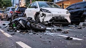 Kecelakaan mobil listrik BYD Atto 1 yang menabrak sejumlah kendaraan di Jalan Panglima Polim, Blok M, Jakarta Selatan.