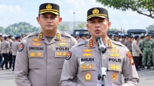 Personel gabungan mengamankan aksi unjuk rasa mahasiswa di sejumlah titik wilayah Jakarta.